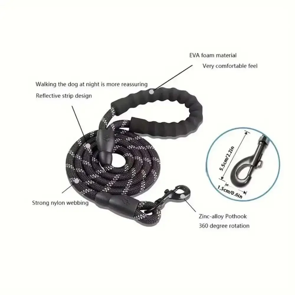 Reflective Dog Leash with Comfortable Padded Handle - Double Heavy Duty Traction